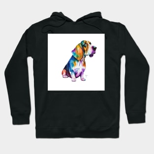 Basset Hound Dog In Watercolor & Pen Hoodie